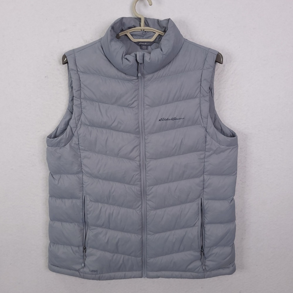 Eddie Bauer Puffer Vest Mens XL Gray 650 Down Quilted Lightweight Gorpcore